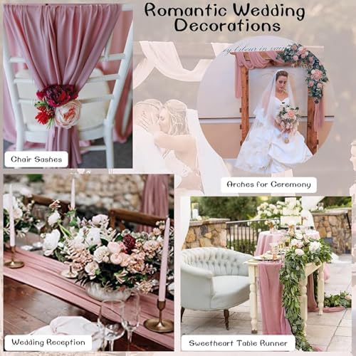 Şifon Masa Örtüsü, 68.5x305cm Şeffaf Kumaş Romantik Rustik Masa Şeridi, Düğün Masa Örtüsü, Romantik Düğün Dekorasyonu ve Bebek Partileri için