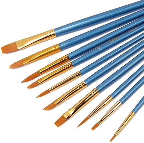 2 SET Sanatçı Fırcası Seti, 10'lu Paket Naylon Fırca, Resim, Akrilik, İnce Fırca, Sulu Boya ve Yüz Boyama, Kendin Yap El Sanatları İçin, Mavi, Toplam 20 Fırca