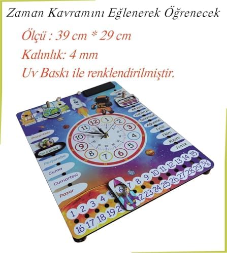 Uzay Temalı Gerçek Saatli Duvar Takvimi