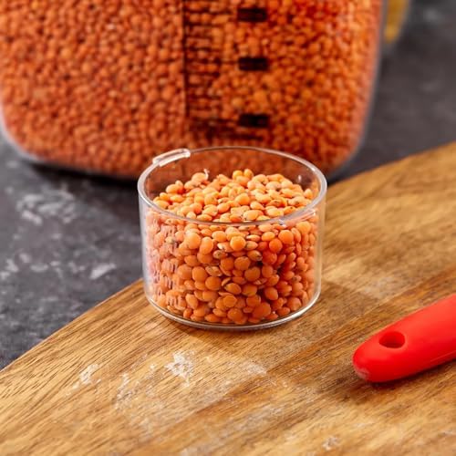 6'Lı Vakumlu Hava Geçirmez Ölçekli Siyah Saklama Kabı Seti - 2000 ML Ölçü Kapaklı Bakliyat Kabı Seti