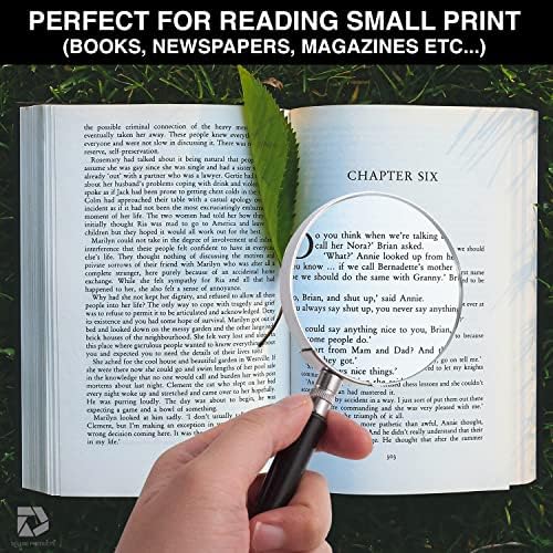 Deluxe Products Klasik Elde Taşınır Büyüteç - Seyahat için Taşınabilir Kompakt Tasarım ve Küçük Baskı ve Hobi Okumaları Okumak için 3X Büyütmeli 3" Cam Lens, Siyah, (SON-DP-8119)