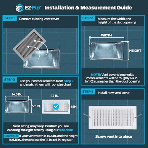 14 x 6 İnç (Boşluk Açılışı) Duvar veya Tavan için Beyaz Havalandırma Kapağı, İki Yönlü Havalandırma Kaydı, Katı Çelik HVAC Kapak, 61613