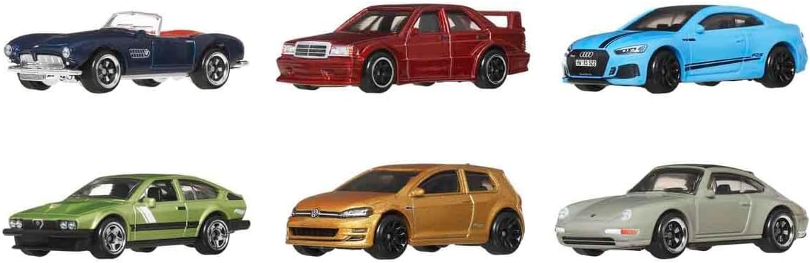 1:64 ölçekli metal oyuncak arabalar, özel süslemelere sahip 6'lı Avrupa aracı seti (Stiller çeşitlilik gösterebilir), JBY79