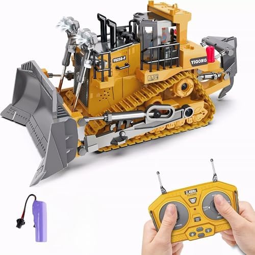 2.4GHz Uzaktan Kumandalı Işıklı Metal Alaşım Hareketli Kepçeli Paletli Buldozer İş Makinesi