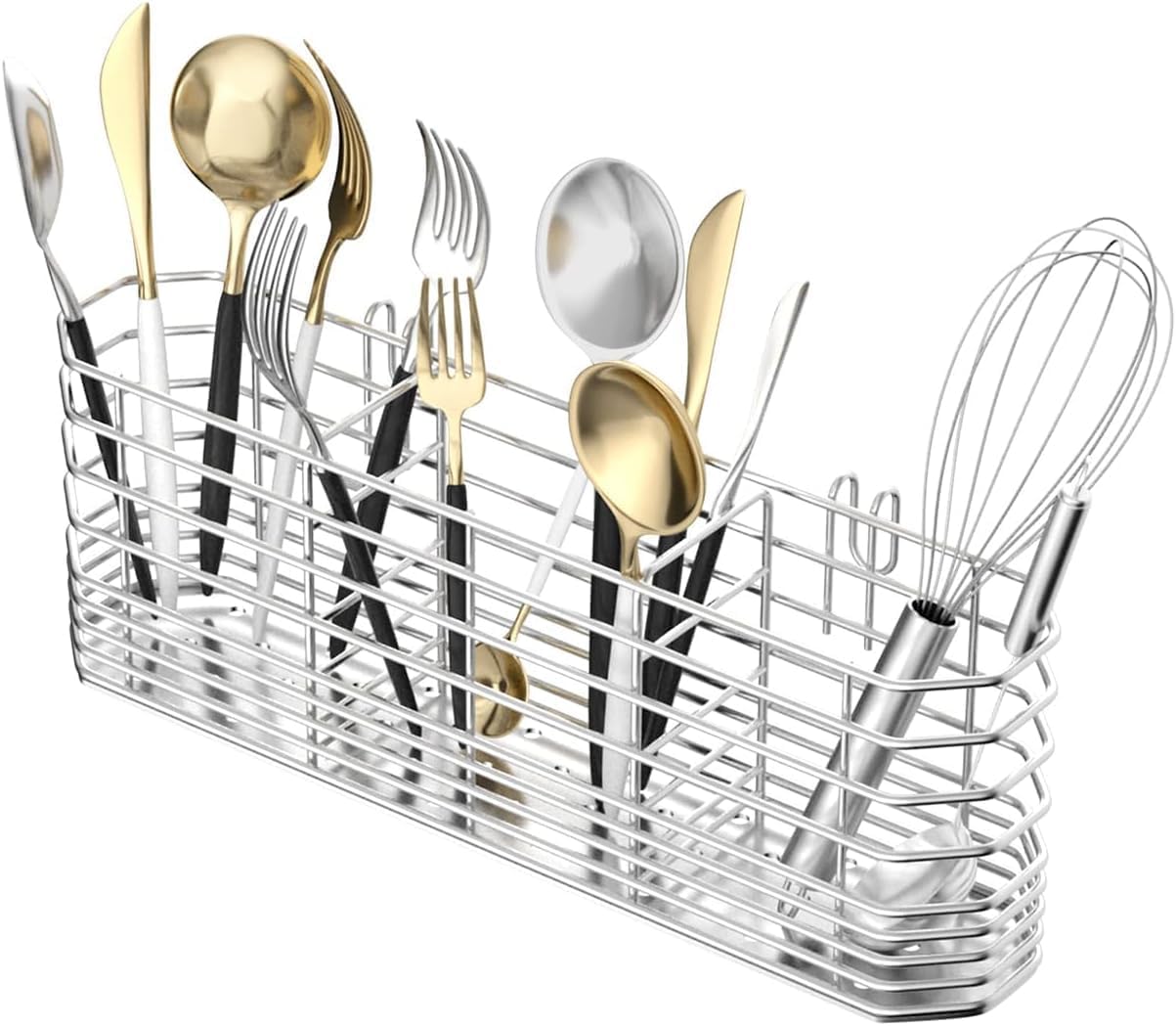 Mutfak Eşyası Tutucu, 3 Bölmeli Çatal Kaşık Organizatörü, 304 Paslanmaz Çelik Kurutma Askısı, Bulaşık Kurutma İçin Mutfak Tezgahına Uygun