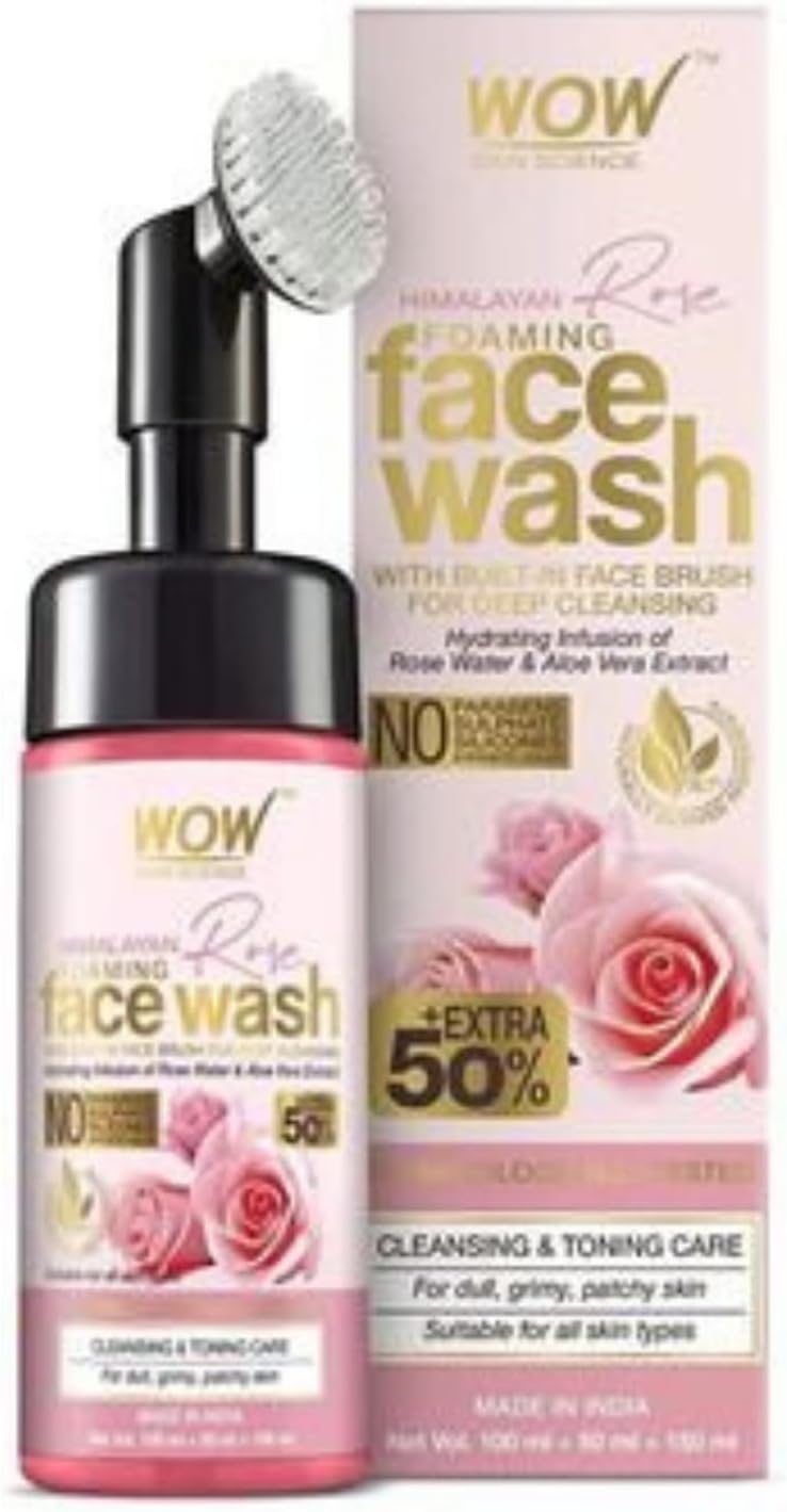 WOW Skin Science Himalaya Gülü Yüz Yıkama Köpüğü Doğal İçerik Gül Suyu, Aloe Vera Özü, E Vitamini Ve 150ml