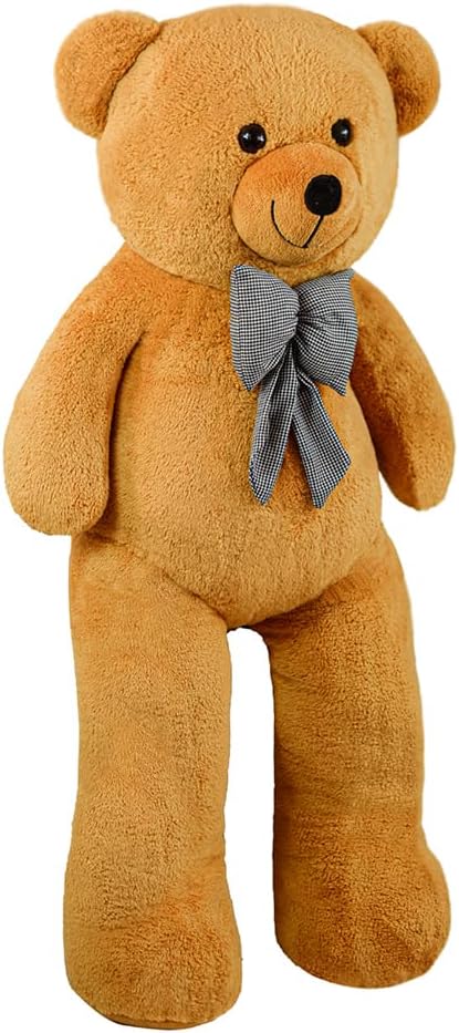 Papyonlu Dev Peluş Ayı, Yumuşak ve Sevimli Büyük Boy Oyuncak, Sarılmalık, Sevgiliye Hediye (130cm Kahve)