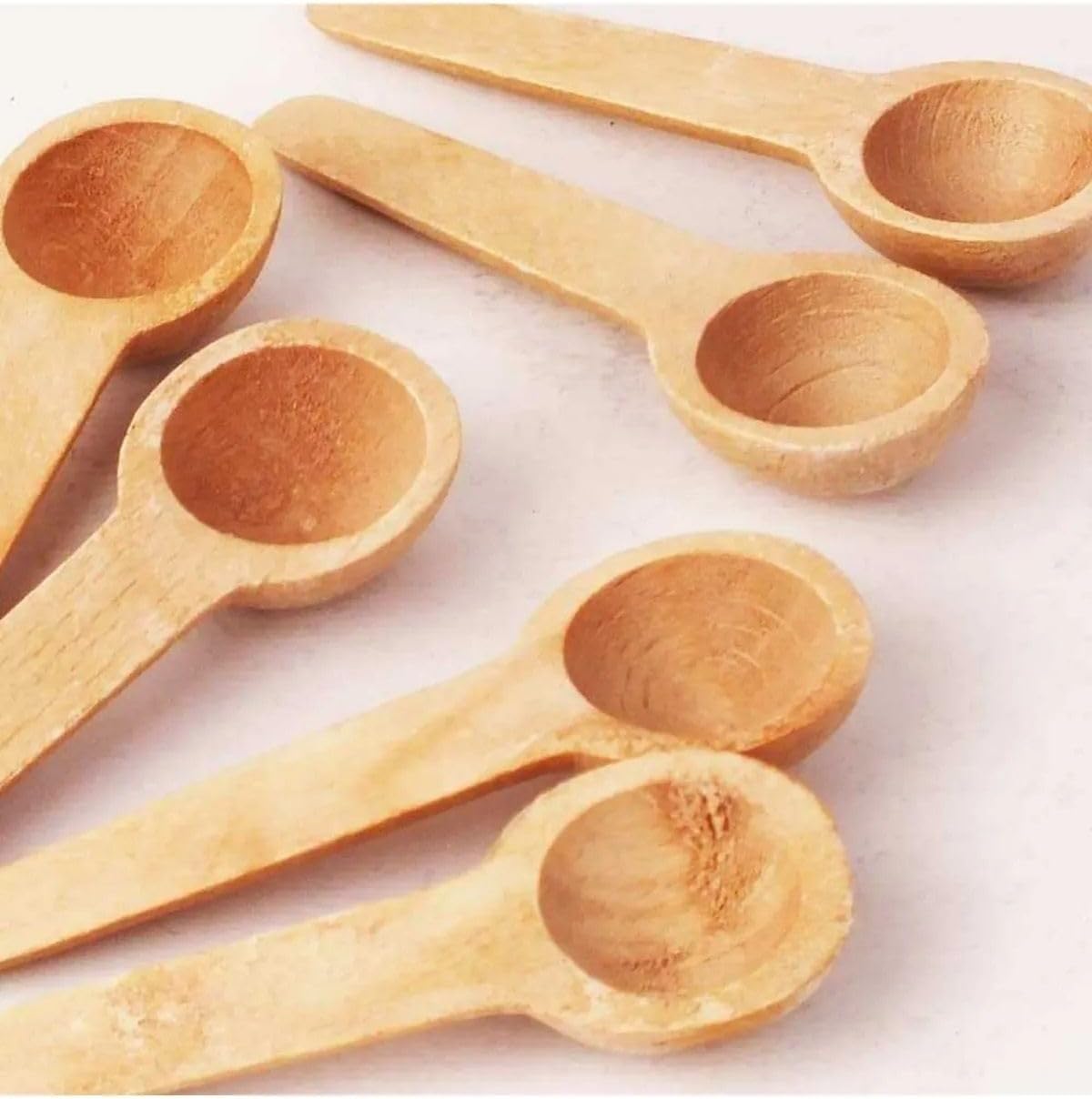 6'lı Ahşap Baharatlık - Ölçek Kaşığı - Ahşap Kaşık 7 Cm AHŞAP