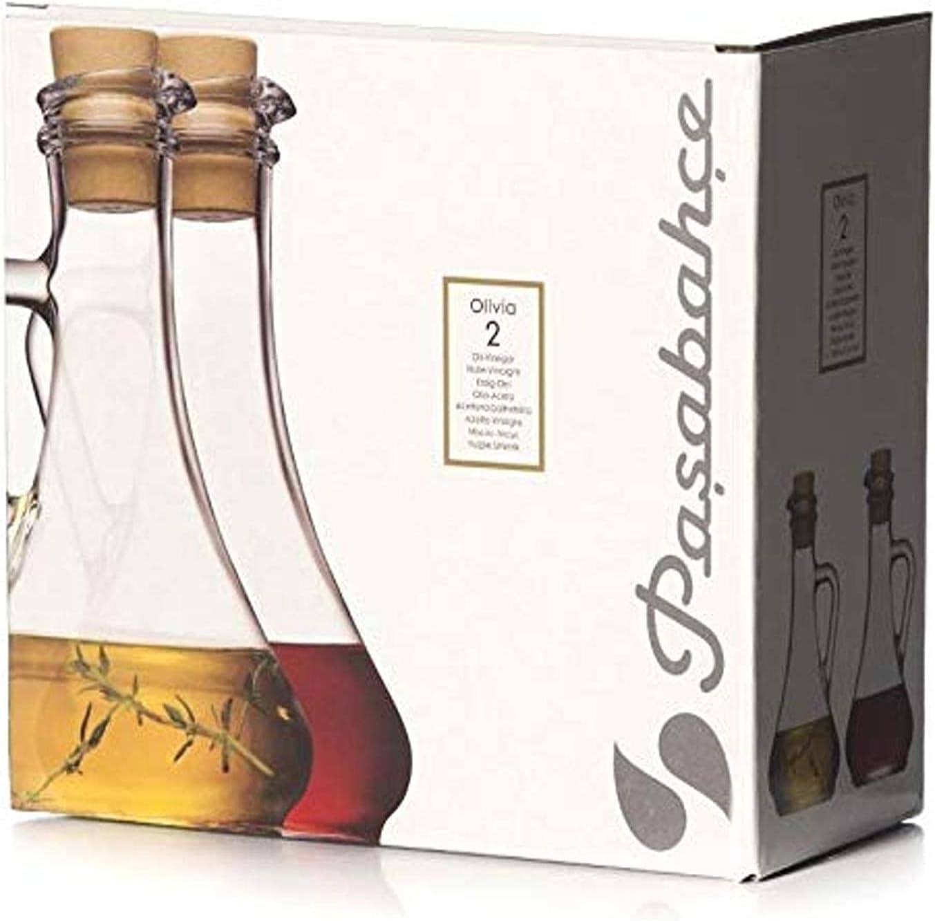 80108-2'li set yağ ve sirke şişesi, plastik mantarlı, Olivia Toskana, sirke sürahisi ve yağ sürahisi, 2'li set
