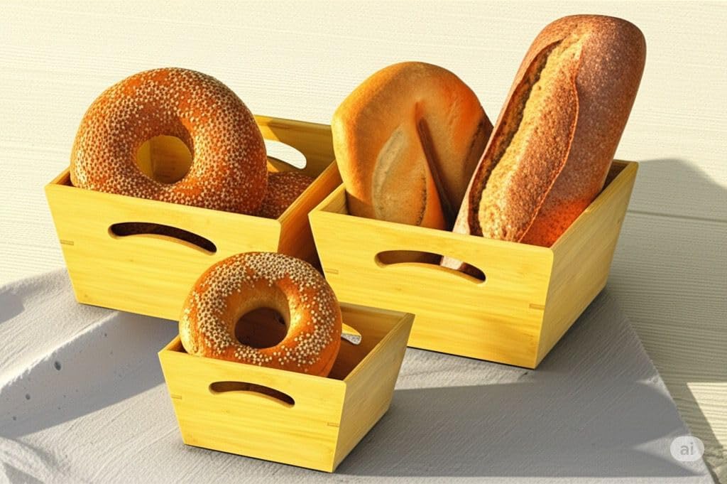 Premium Sofra Serisi Bambu 3'lü Set Ekmeklik