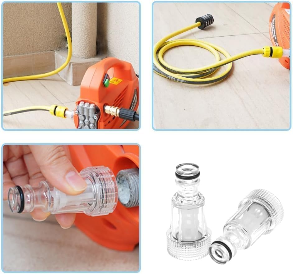 Basınçlı Yıkayıcı Adaptörü, 3 Parça Bahçe Hortumu Bağlantı Filtresi, 3/4 İnç Plastik Basınçlı Yıkayıcı Hızlı Bağlantı Seti, Yüksek Basınçlı Yıkayıcılar İçin Musluk Adaptörü