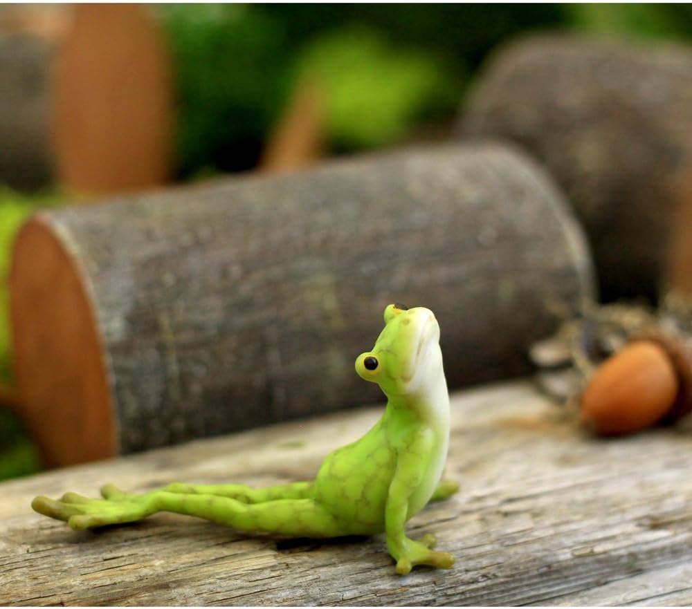 Top Minyatür Bahçesi ve Teraryum Yoga Kurbağası Bhujangasana Kobra Poz Heykeli