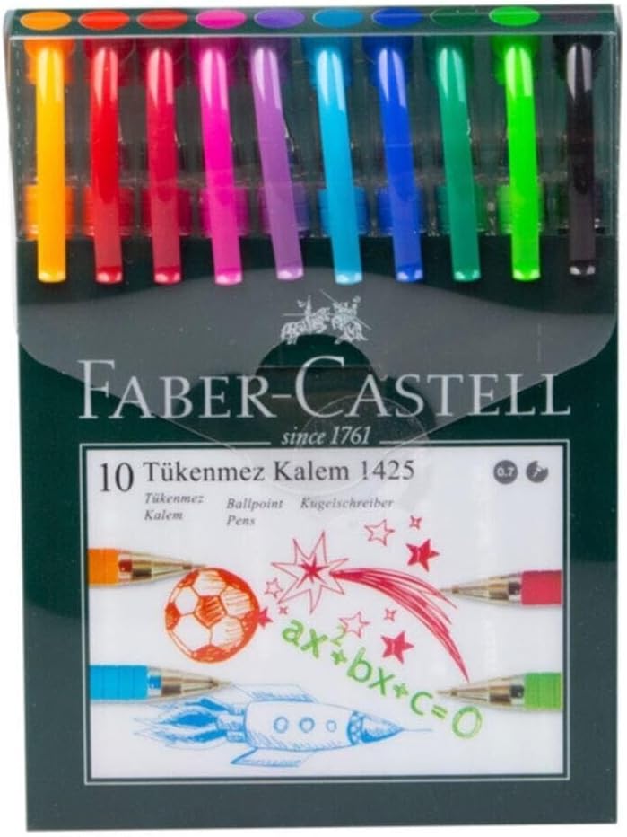 Tükenmez Kalem Seti, 10 Adet, 0.7 mm Uç, Yumuşak Yazım, Ergonomik Tutuş, Renkli Karışık
