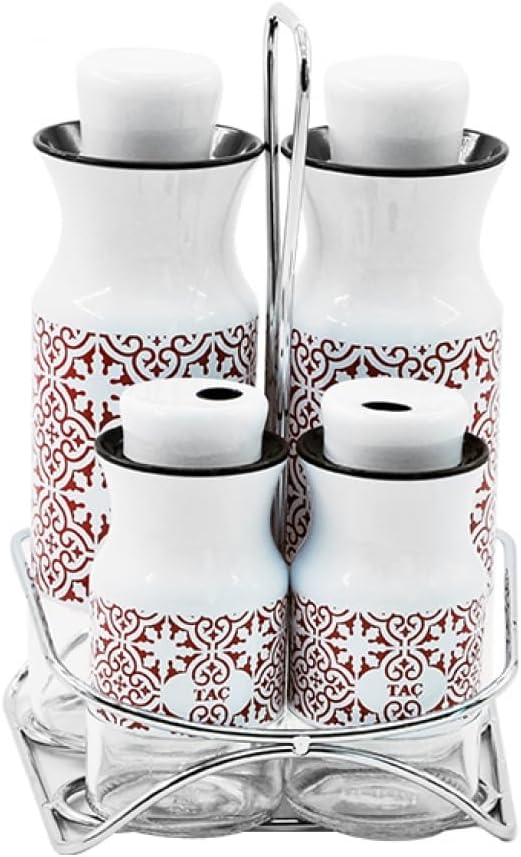 5 Prç Standli Yağdanlik Beyaz Kirmizi