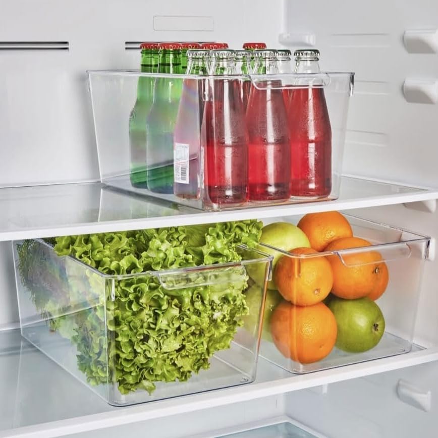 1 Adet Kırılmaz Ultra Dayanıklı Buzdolabı Düzenleyici Organizer Kutu Şeffaf - Dev Boy Kiler Organizeri (20cm*32,5cm*14cm)