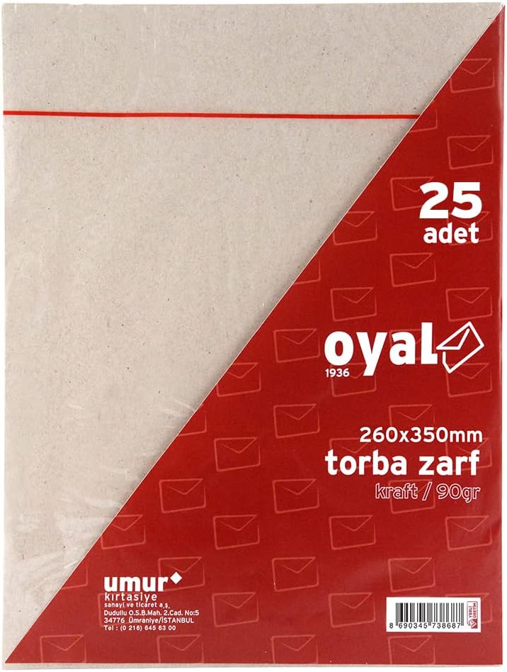 Oyal Torba Zarf f26X35Kraft, 90 gr, Silikonlu, 25'li