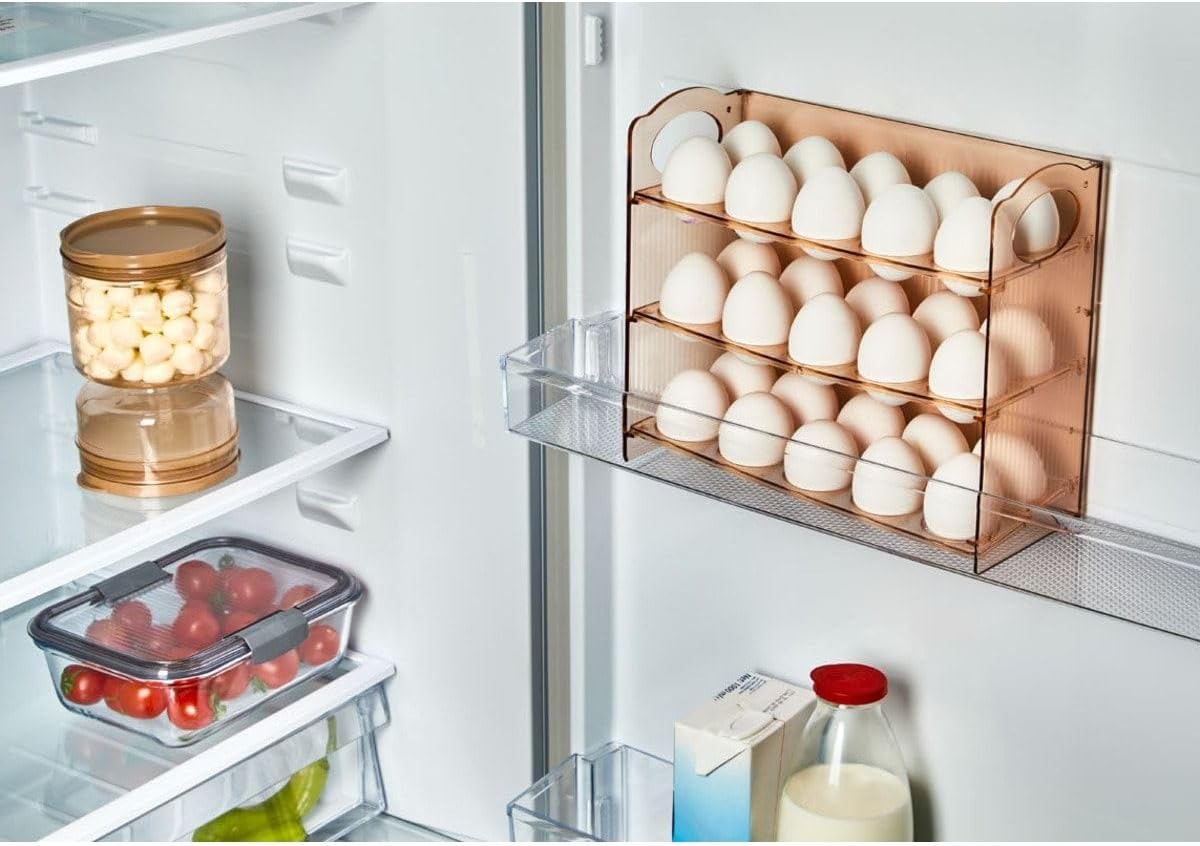 Katlı Yumurtalık 3 Raflı Yumurta Organizeri Şefaf Bakır Vp-081,