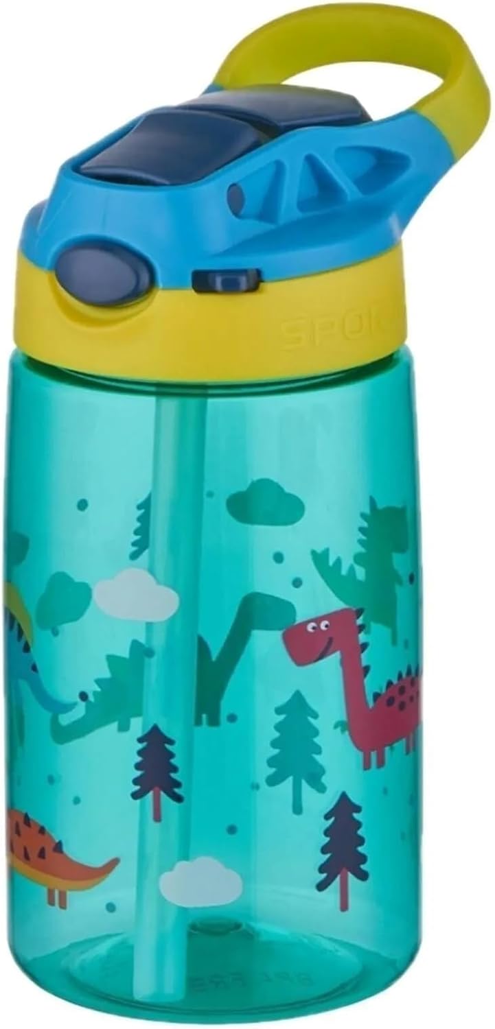 500ml Pipetli Desenli Tritan Çocuk Su Matarası (Turkuaz)