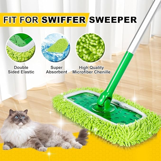 40 cm Mikrofiber Makarna Başlığı – Renkli Temizlik Mop Bezi (Turuncu, Yeşil, Mavi) – Yüksek Emici Chenille Mop Ucu