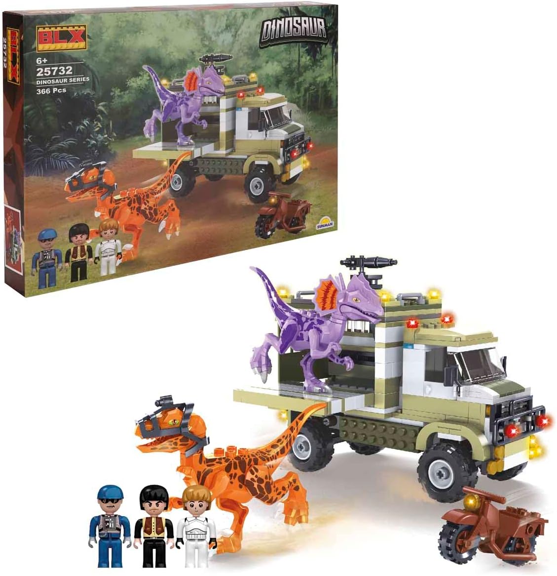 Dinosaur Set Dinozorlar Ve Dinozor Taşıma Aracı 3 Figürlü 366 Parça