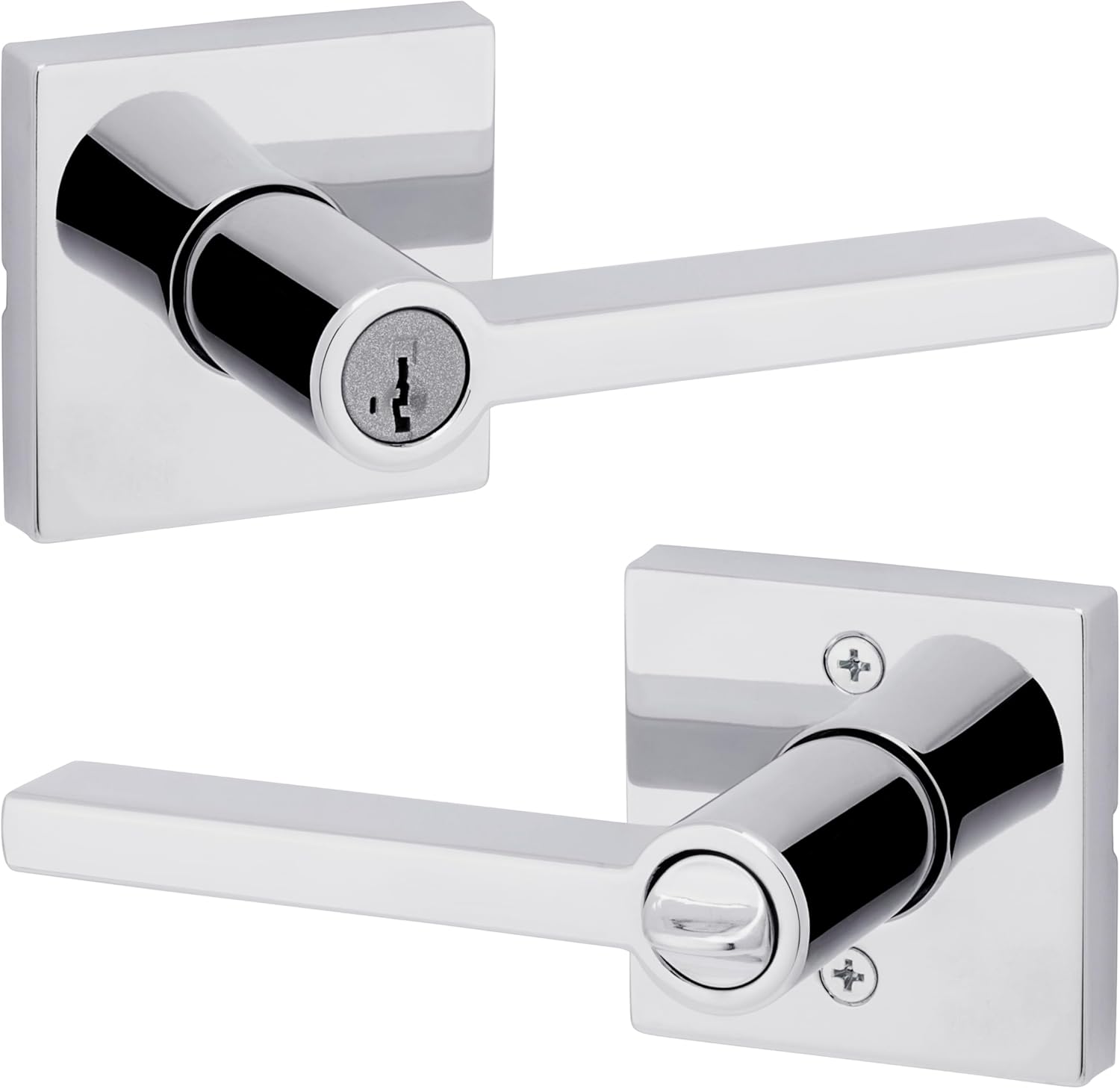 Kapı Kolu Akıllı Anahtar Anahtar Anahtar Güvenlik Anahtarlı Giriş Kilidi, Cilalı Krom Kare Gül