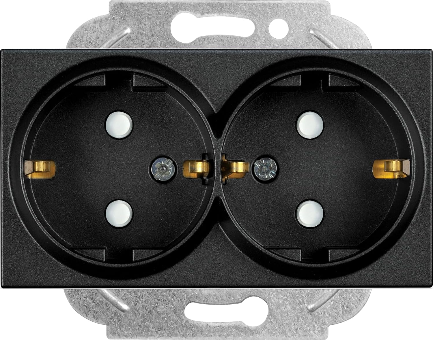 / Siyah İkili Topraklı Priz Çarpma Karşıtı Mekanizma ve Düğme/Kapak Vakumlu Paket