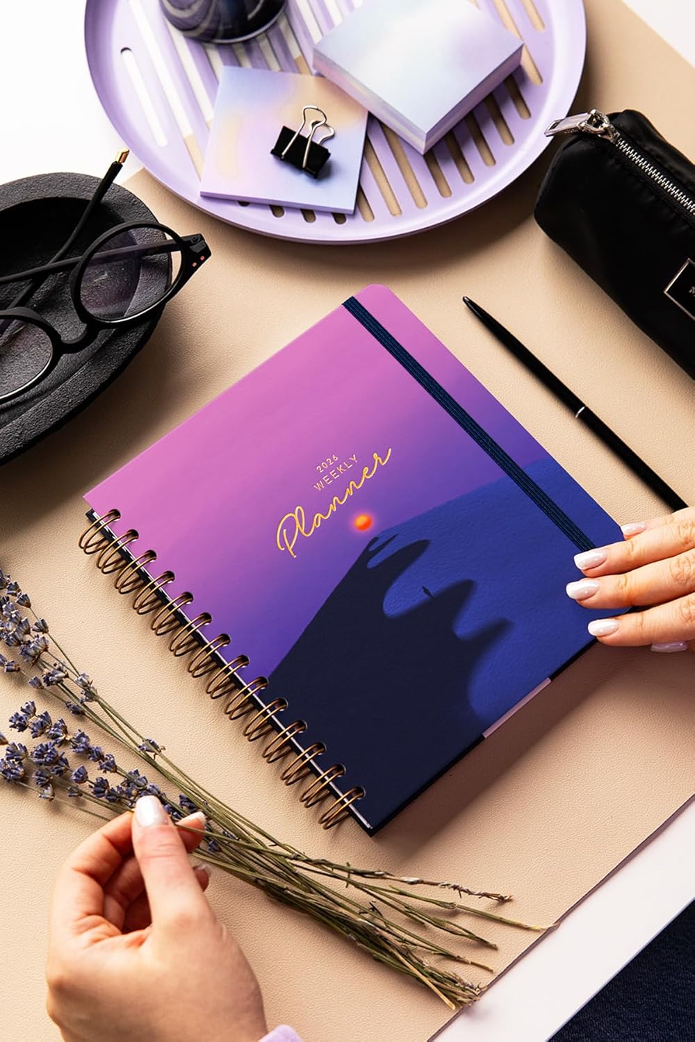 2026 18x20 Spiralli Haftalık Kare Ajanda 12 Aylık - Gün Batımı