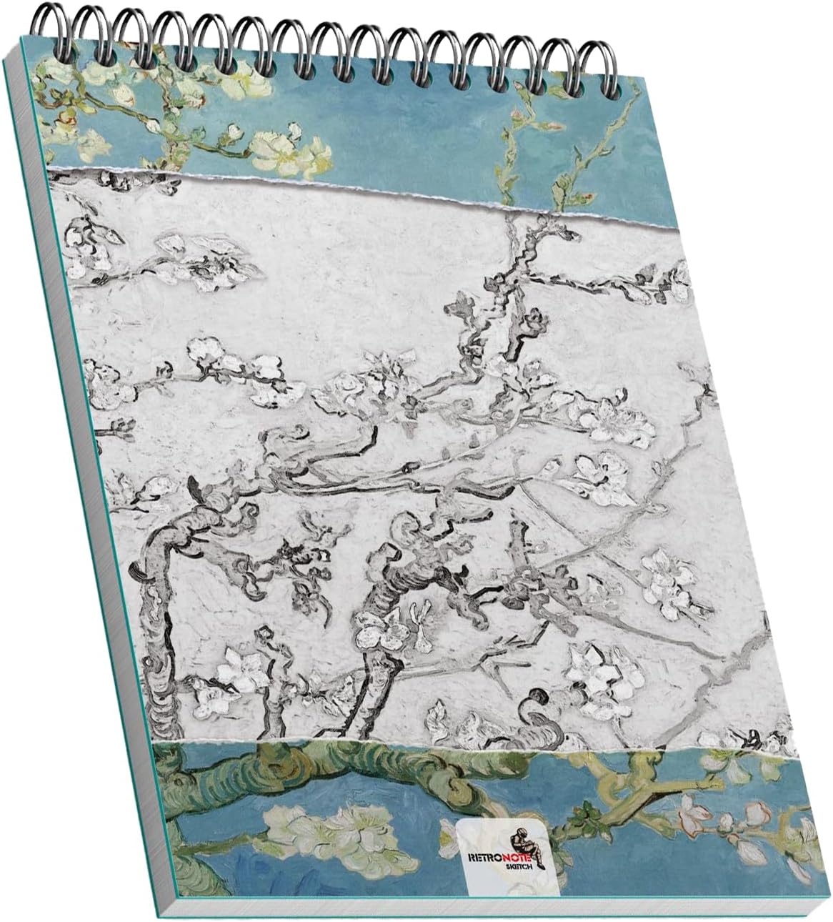 Almond Blossoms,  1890, A5 Eskiz Defter II, Çizgisiz, 100 Sayfa, 100 gram, Beyaz Renk, Spiralli,