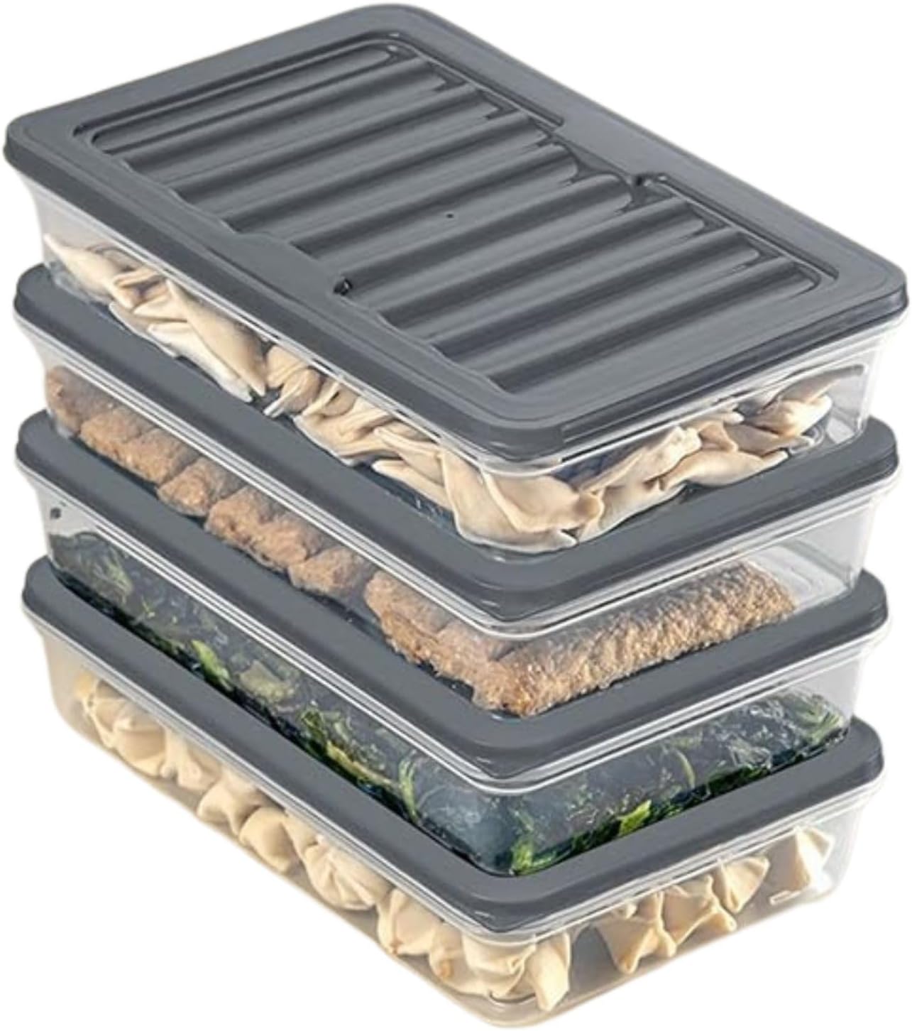 4 Adet Buzdolabı Organizeri, Buzdolabı İçin Çok Amaçlı Saklama Kabı, Fresh Box, Şeffaf ve Ayarlanabilir, Gıdaları Taze Tutma Özelliği, Mutfak Düzenleyici (1200 Ml)