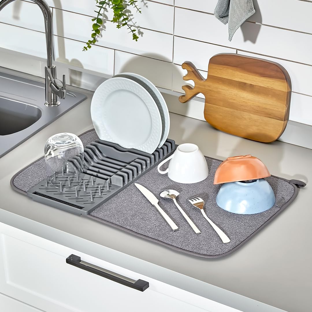 Tezgah Üstü Bulaşıklık Bulaşık Kurutma Matı Süzgeci Katlanır Plastik Sepeti Kurulama Bezi Örtüsü Kurutmalık Katlanabilir Tabaklık Süzgeçleri