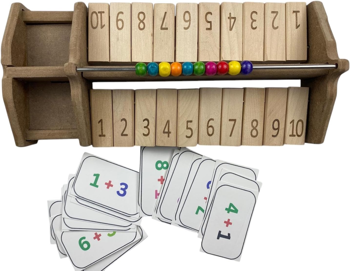 Eğitici Ahşap Matematik Oyunu, Abaküslü Sayı Öğrenme Seti, 2 Kişilik, Toplama İşlemi Kartları