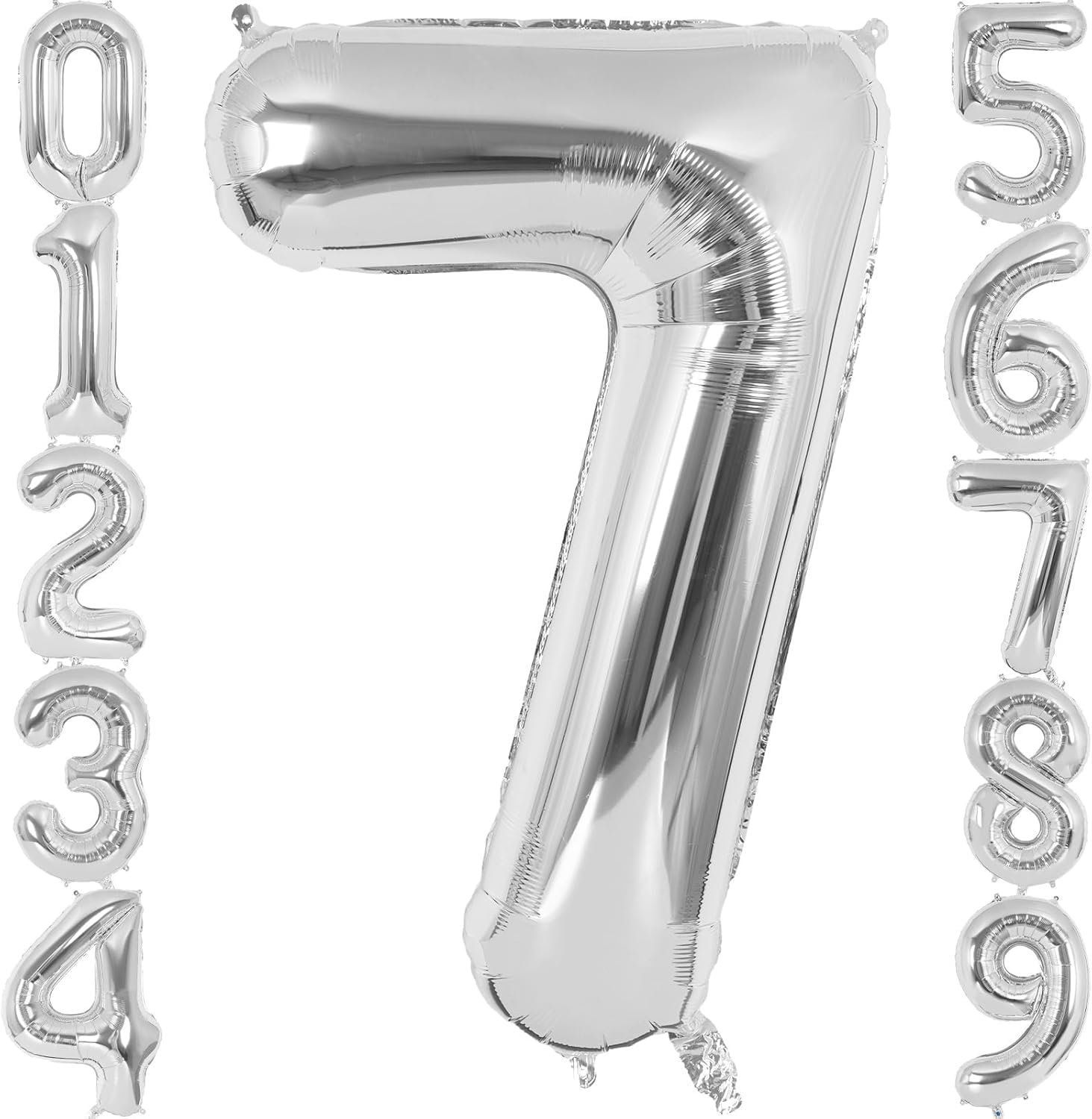xesha 7 Rakamı Doğum Günü Balonu Yaş Günü Gümüş Renk Uçan Balon 102 cm Doğum Günü ve Parti Dekorasyonu Büyük Boy Folyo Helyum Uçan Balon Yaş 7 Sayısı