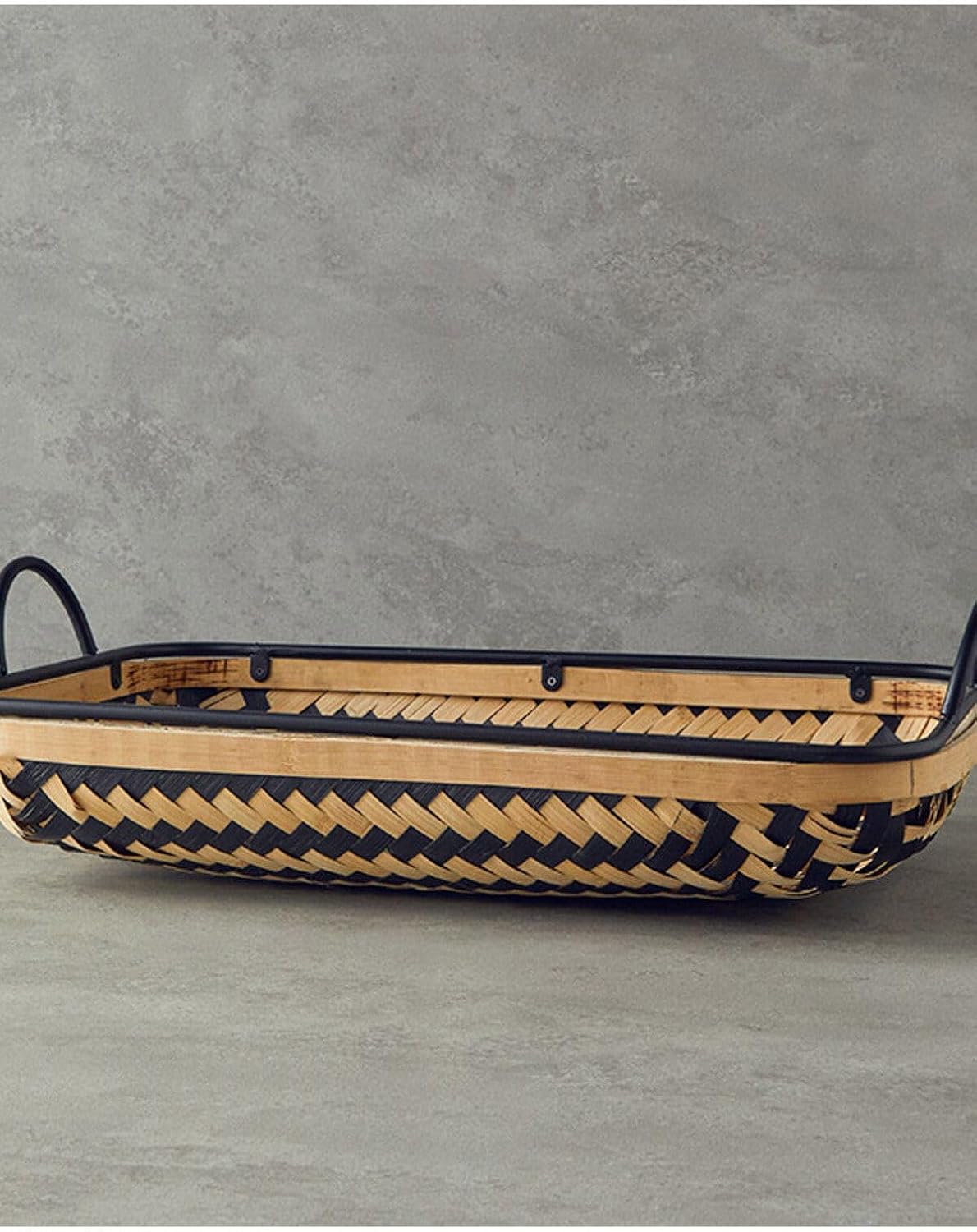 Bamboo Bambu Dekoratif Tepsi Natural-Siyah