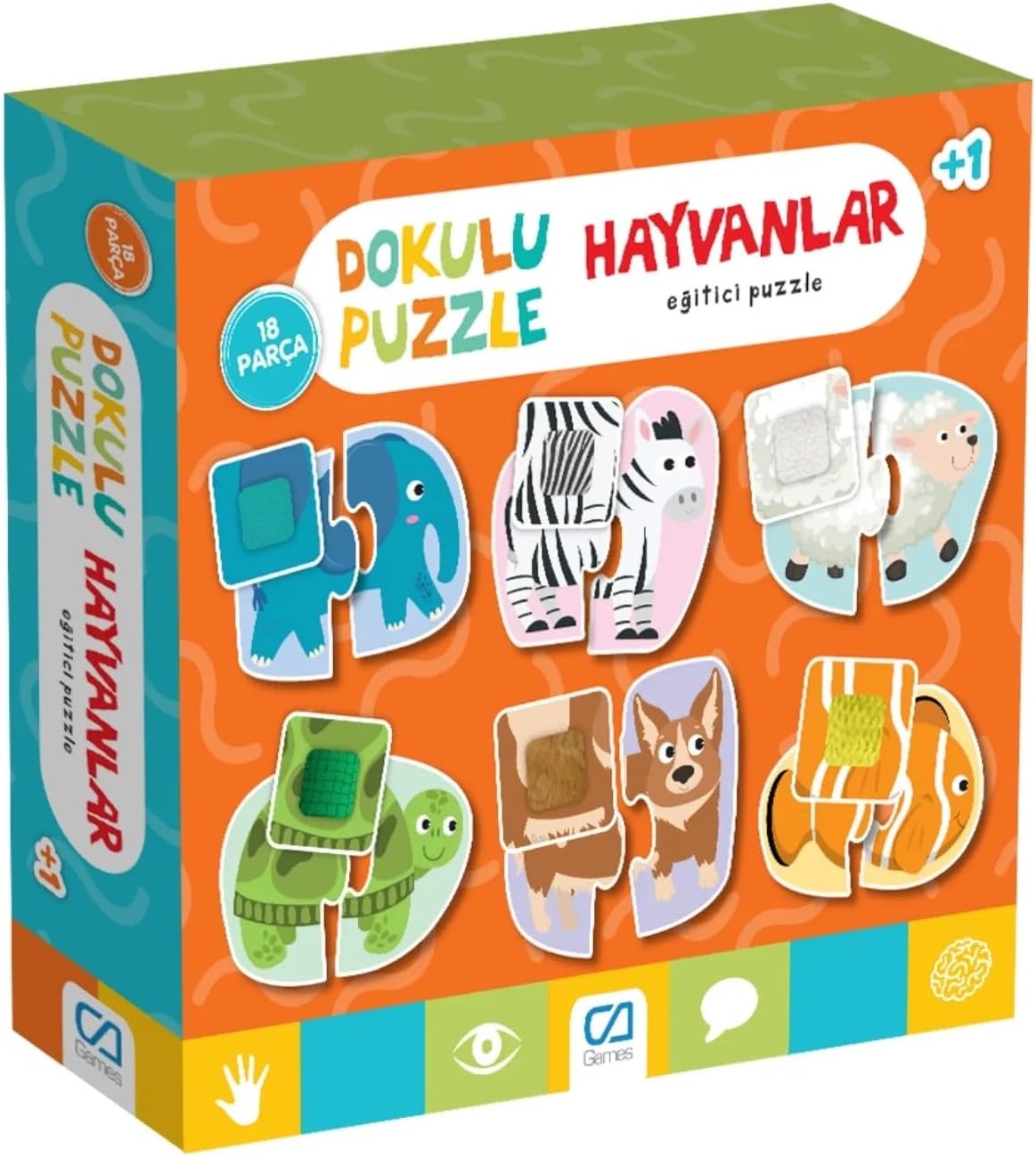 Dokulu Hayvanlar 1+ Yaş Çocuklar için 18 Parçalı Eğitici ve Eğlenceli Yapboz-Puzzle Serisi