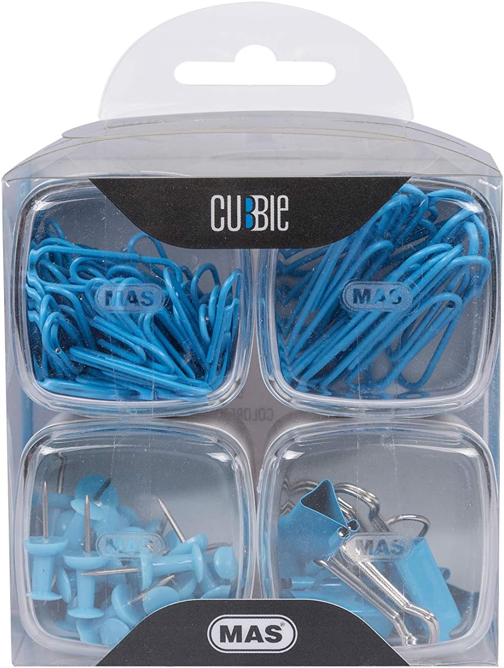 Cubbie Gökkuşağı 4'lü Kutu Ataş Raptiye Seti, Mavi