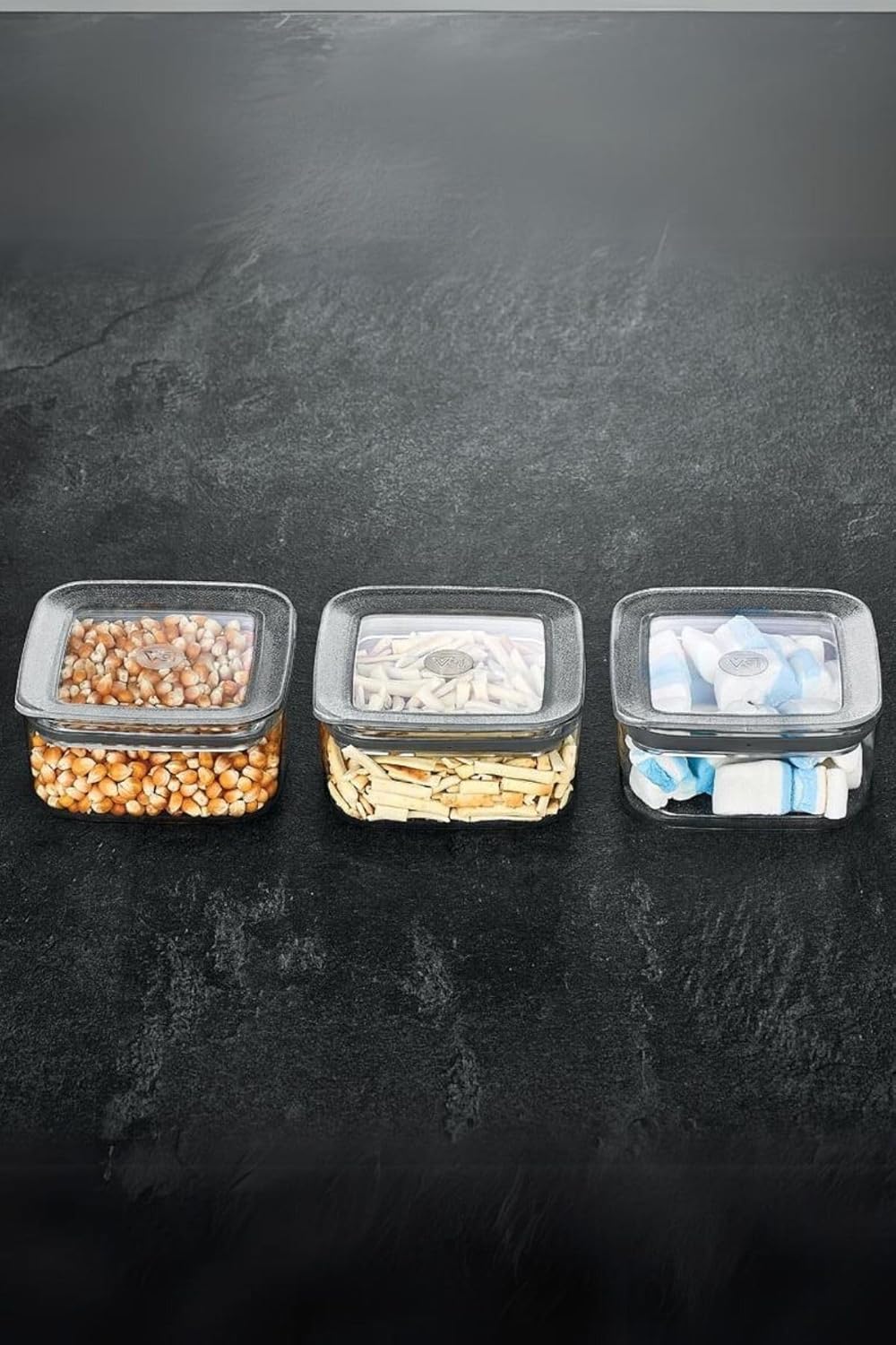 Vp-327 Kare 3X350 Ml Saklama Kabı (8), Şeffaf