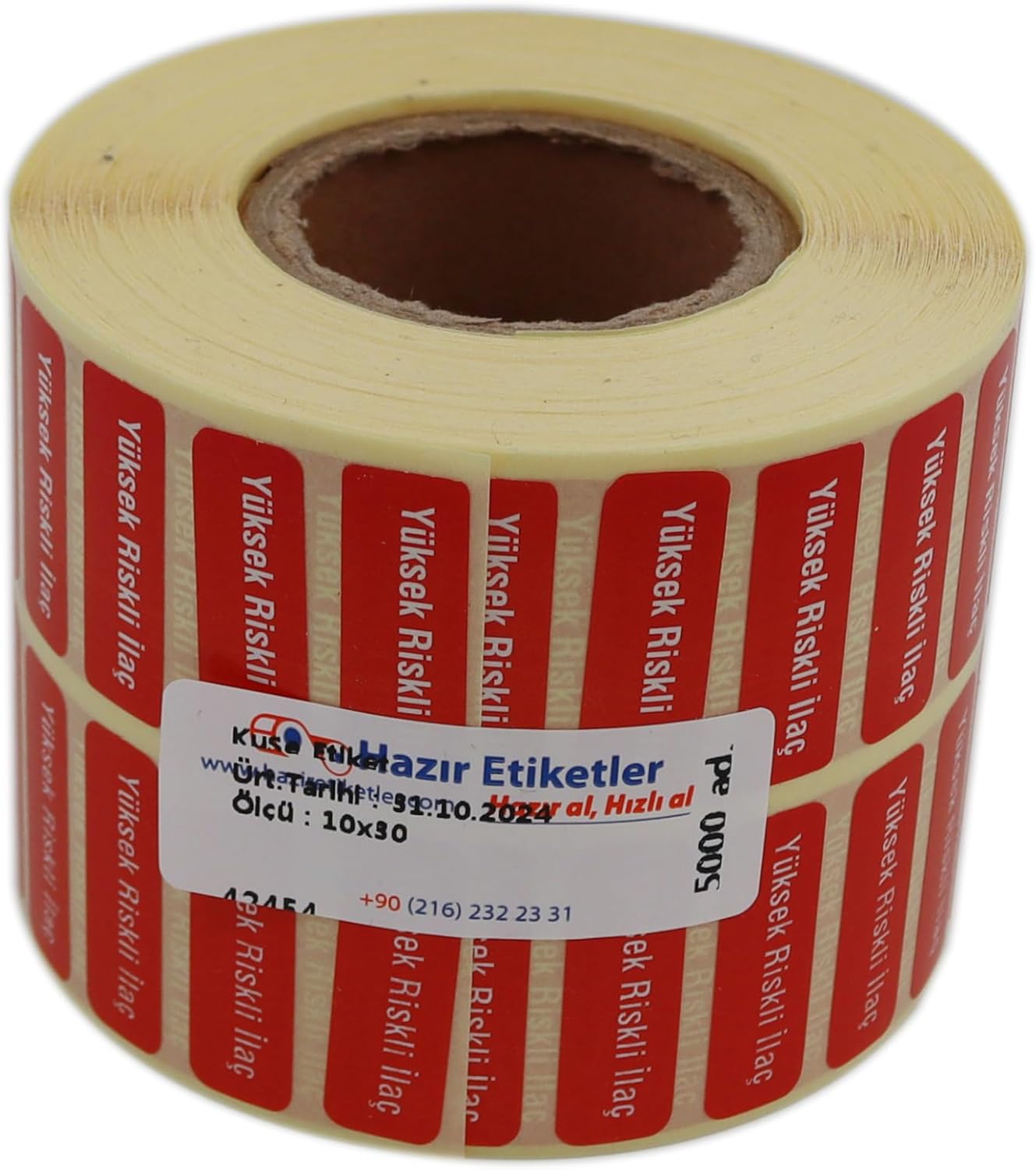 Yüksek Riskli İlaç Etiketi 30mm X 10mm 5000 Adet Kuşe Rulo Etiket