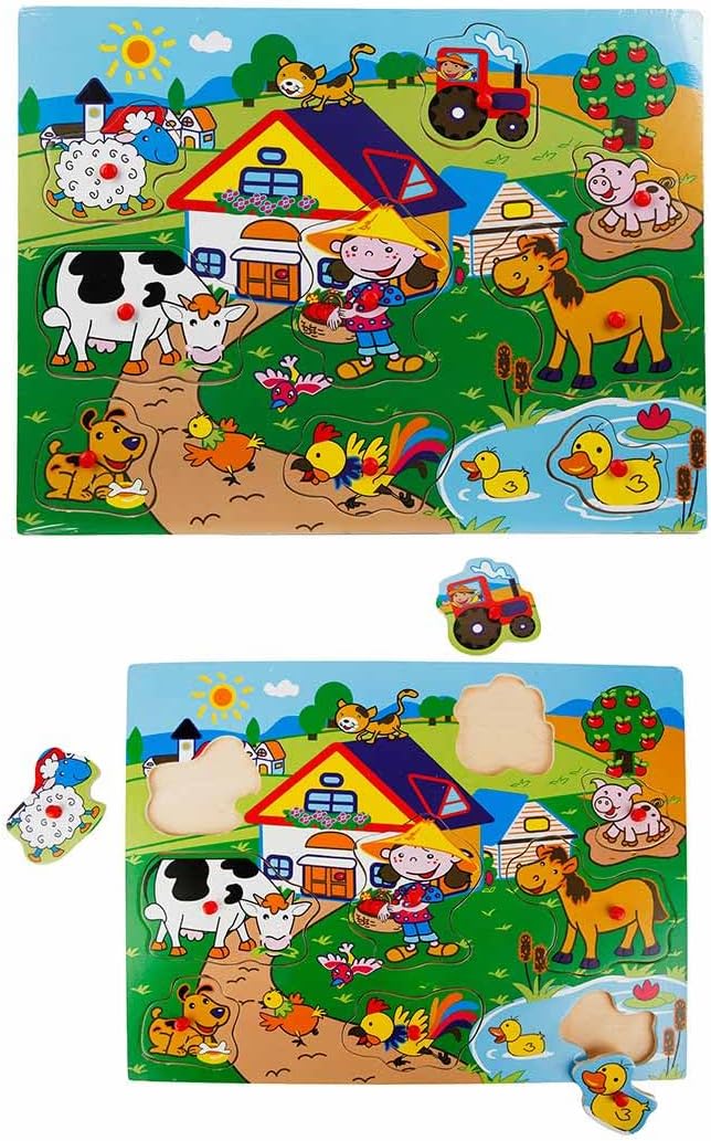 Tahta Raptiyeli Bultak Puzzle 9 Parça Çiftlik