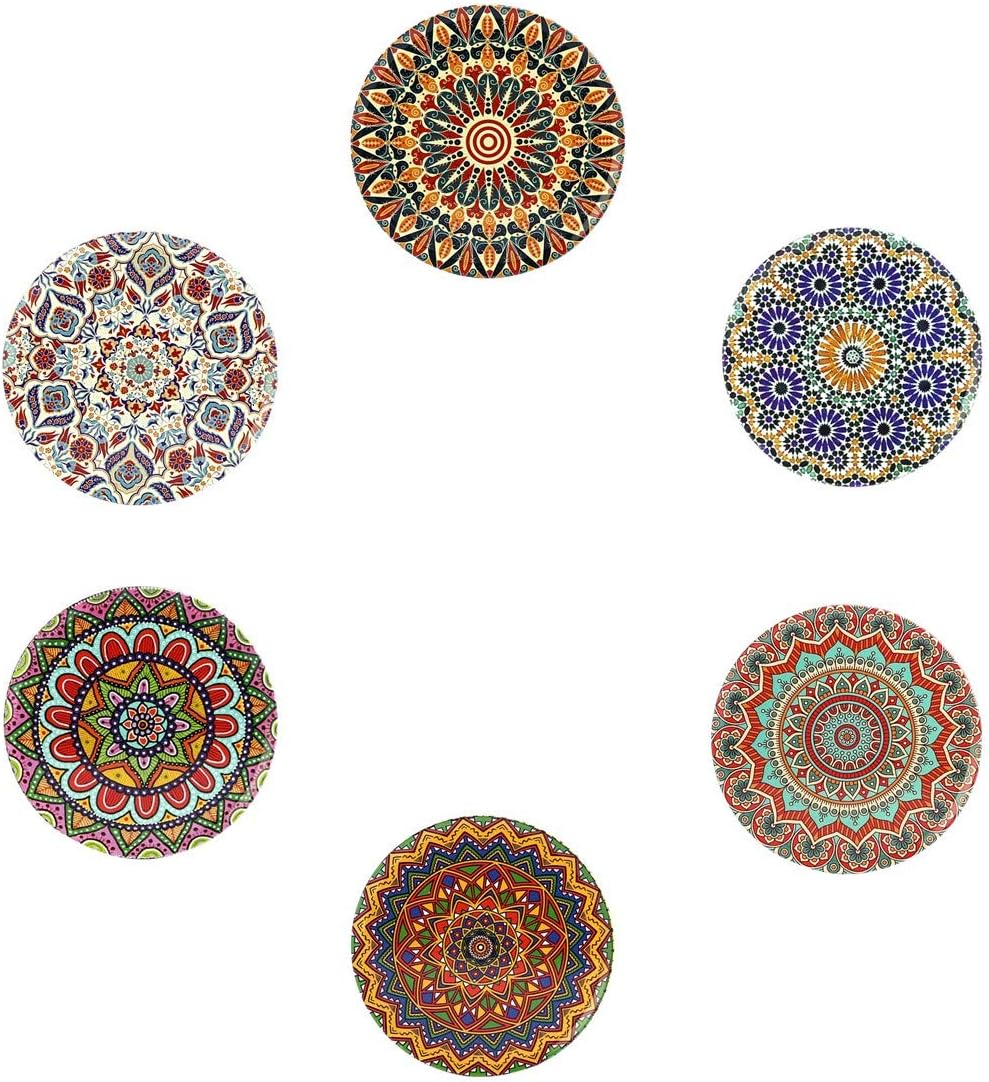 6 lı Çini Desenli (Autum) Metal Bardak Altlığı ve Metal Stand