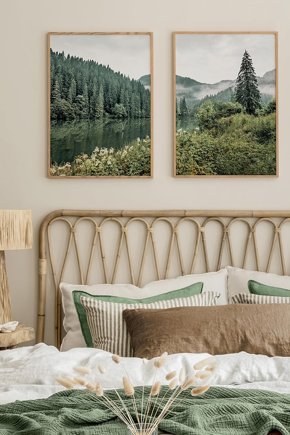 2 Parça Ahşap Çerçeve Görünümlü Mdf Tablo Seti