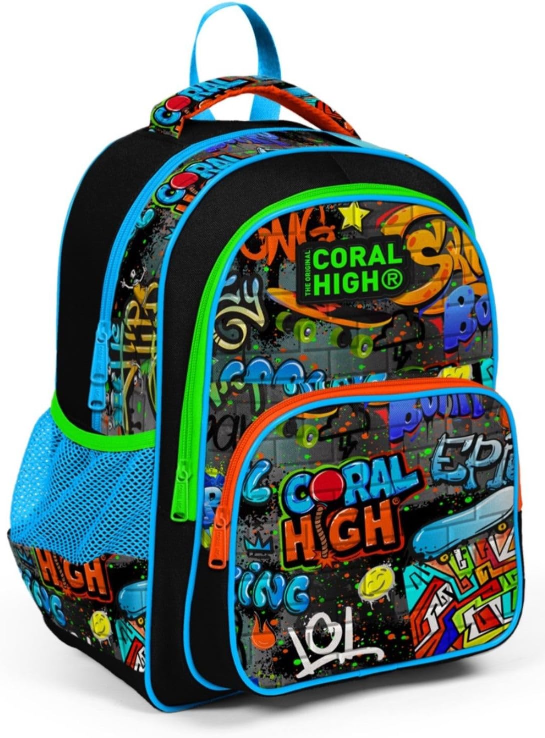 Siyah Mavi Grafiti İlkokul Okul Sırt Çantası - Erkek Çocuk