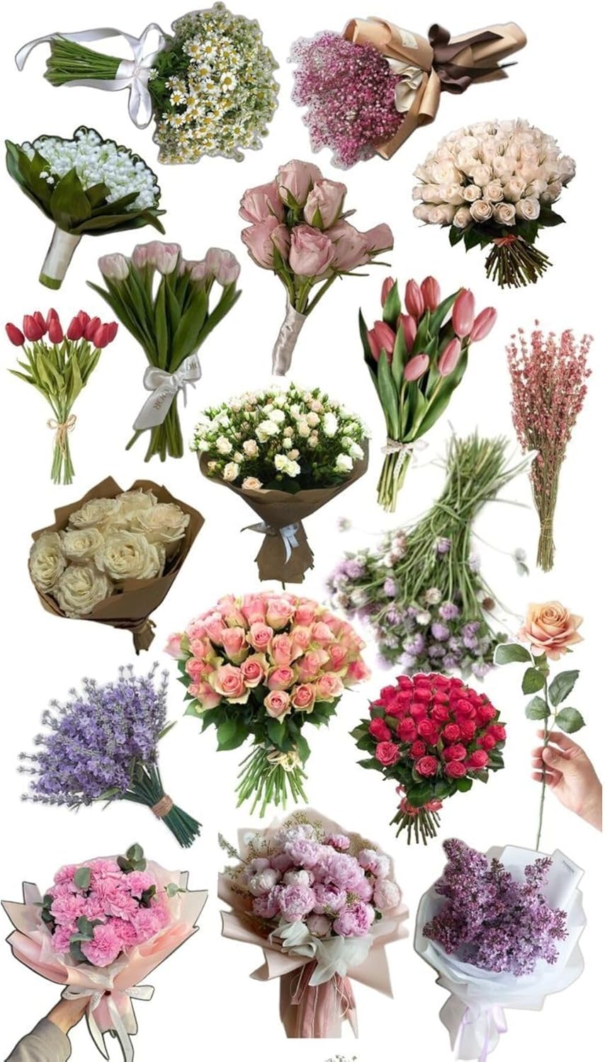 Retro Bouquet Temalı Laptop Tablet Telefon Ajanda Bullet Journal - Suya Dayanıklı Etiket