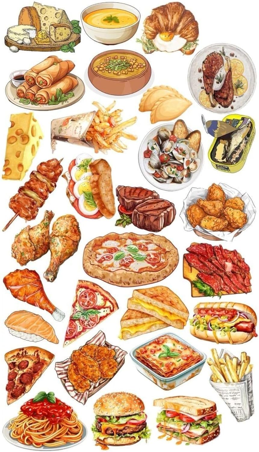 Yiyecek Temalı Laptop Tablet Telefon Ajanda Bullet Journal - Suya Dayanıklı Etiket