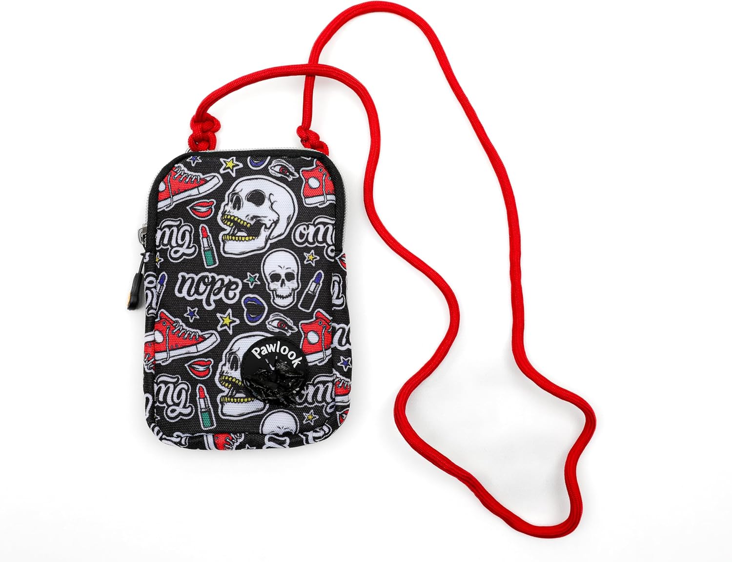 Pawlook Cep Telefonu Çantası –Dışkı Poşeti, Fermuarlı, Gizli Poşet Gözü, Köpek Gezdirme için İdeal,Skull