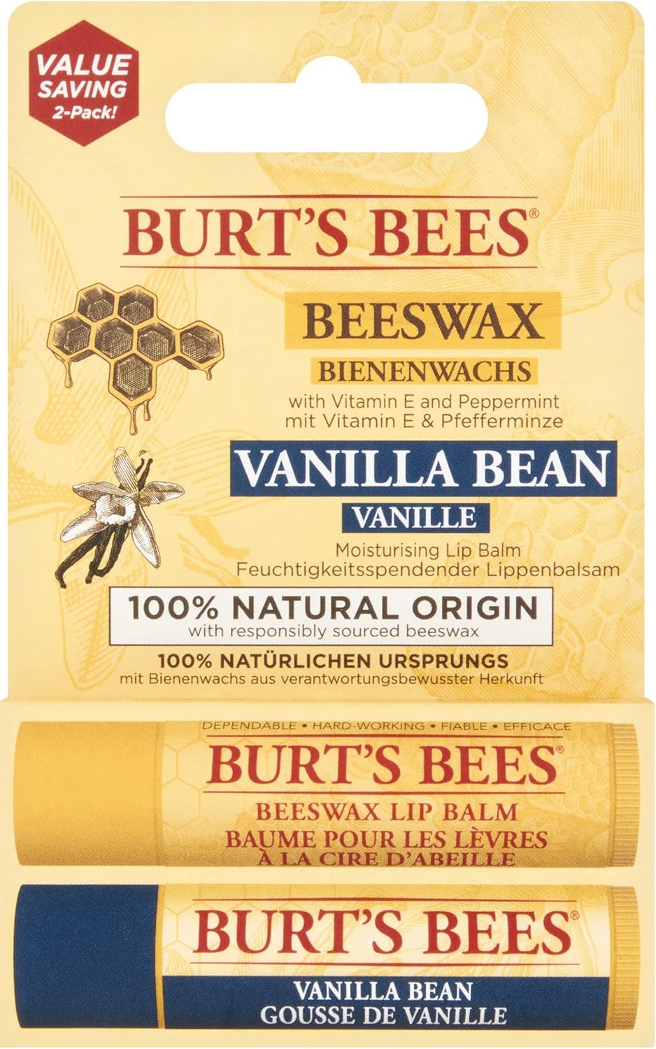 Burt's Bees 2li Lip Balm Set (Beeswax + Vanilya)