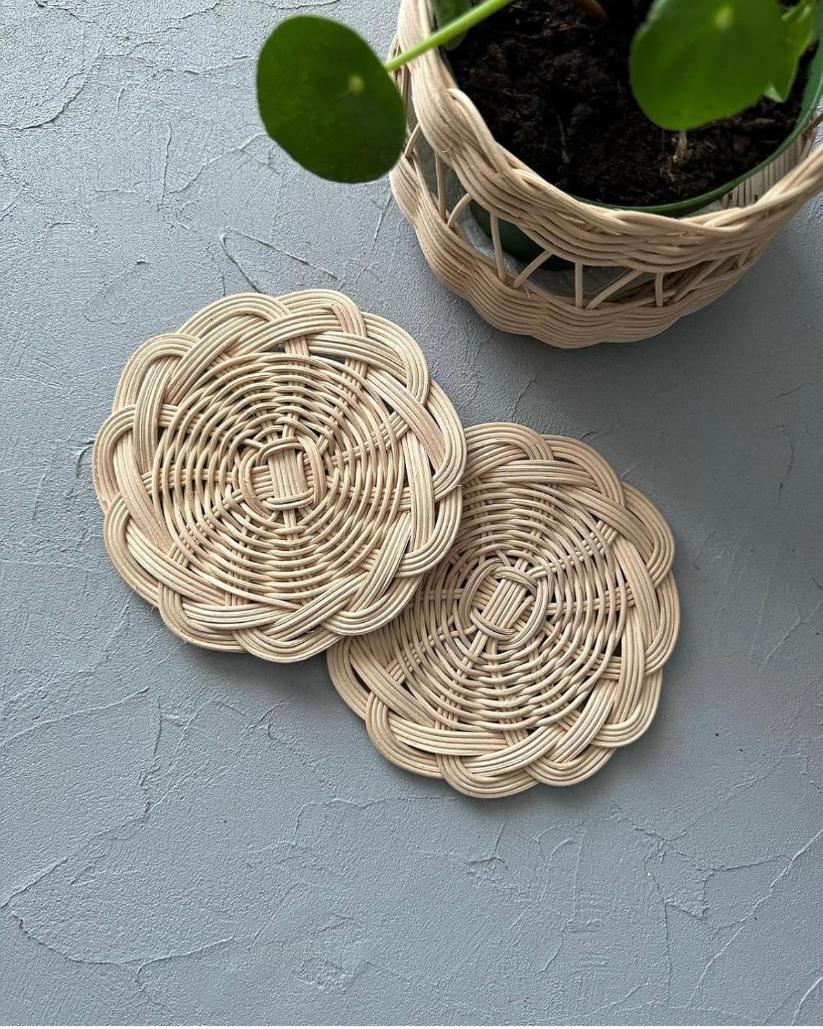 rattan yuvarlak bardak altlığı (1, natural)