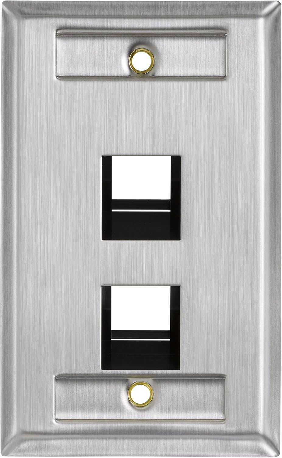 43081-1L2 2 Bağlantı Noktalı Paslanmaz Çelik QuickPort Kimlik Pencereli Tek Yuvalı Duvar Plakası