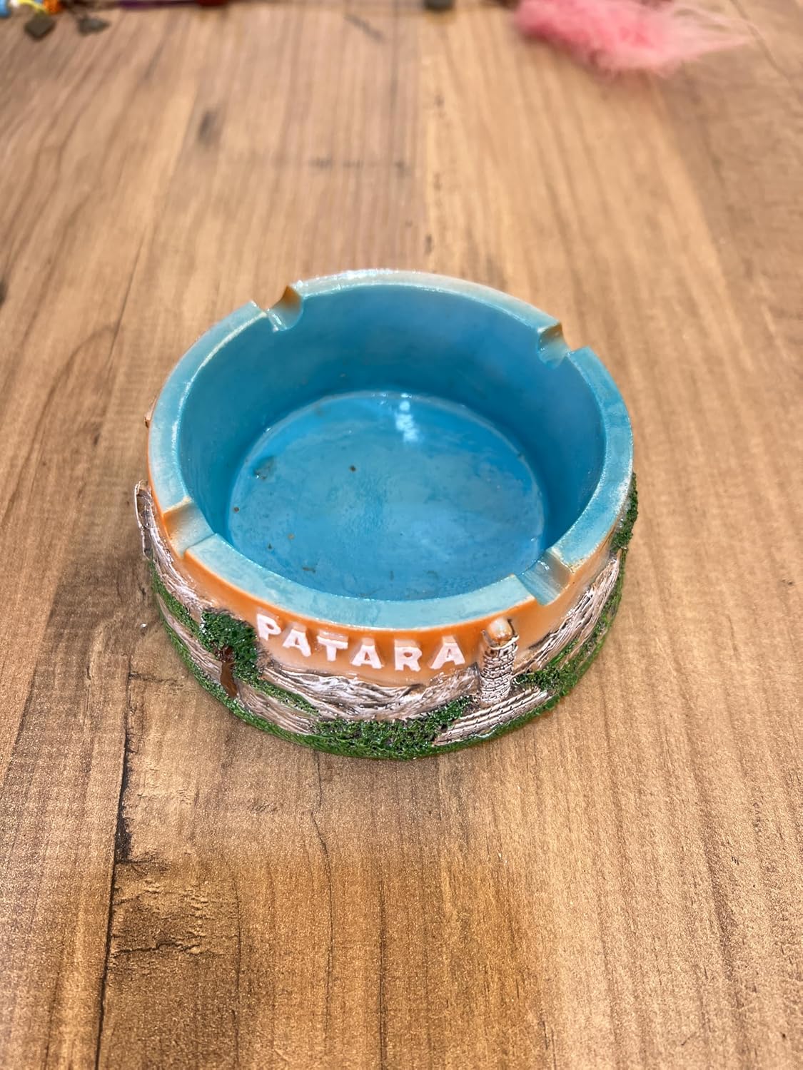 Patara Antik Kent Dekoratif Küllük, Turkuaz ve Turuncu Renkli, Seramik, El Yapımı, Tarihi Tema