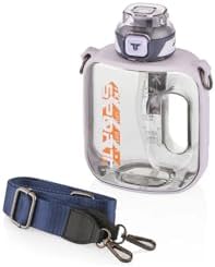 TKK 1000ml Pipetli/Pipetsiz Kullanıma Uygun Taşıma Askılı Sızdırmaz Tritan Sport Matara (Mor)