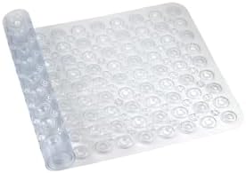 Premium Serisi Banyo - Küvet İçi Kaydırmaz Vantuzlu Oluklu Desenli Diktördgen Paspas 67,5 x 34,5 cm, Şeffaf